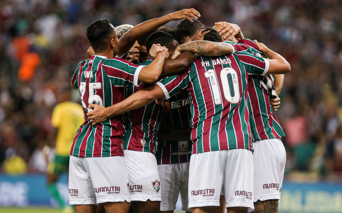 Comemoração dos jogadores do Fluminense