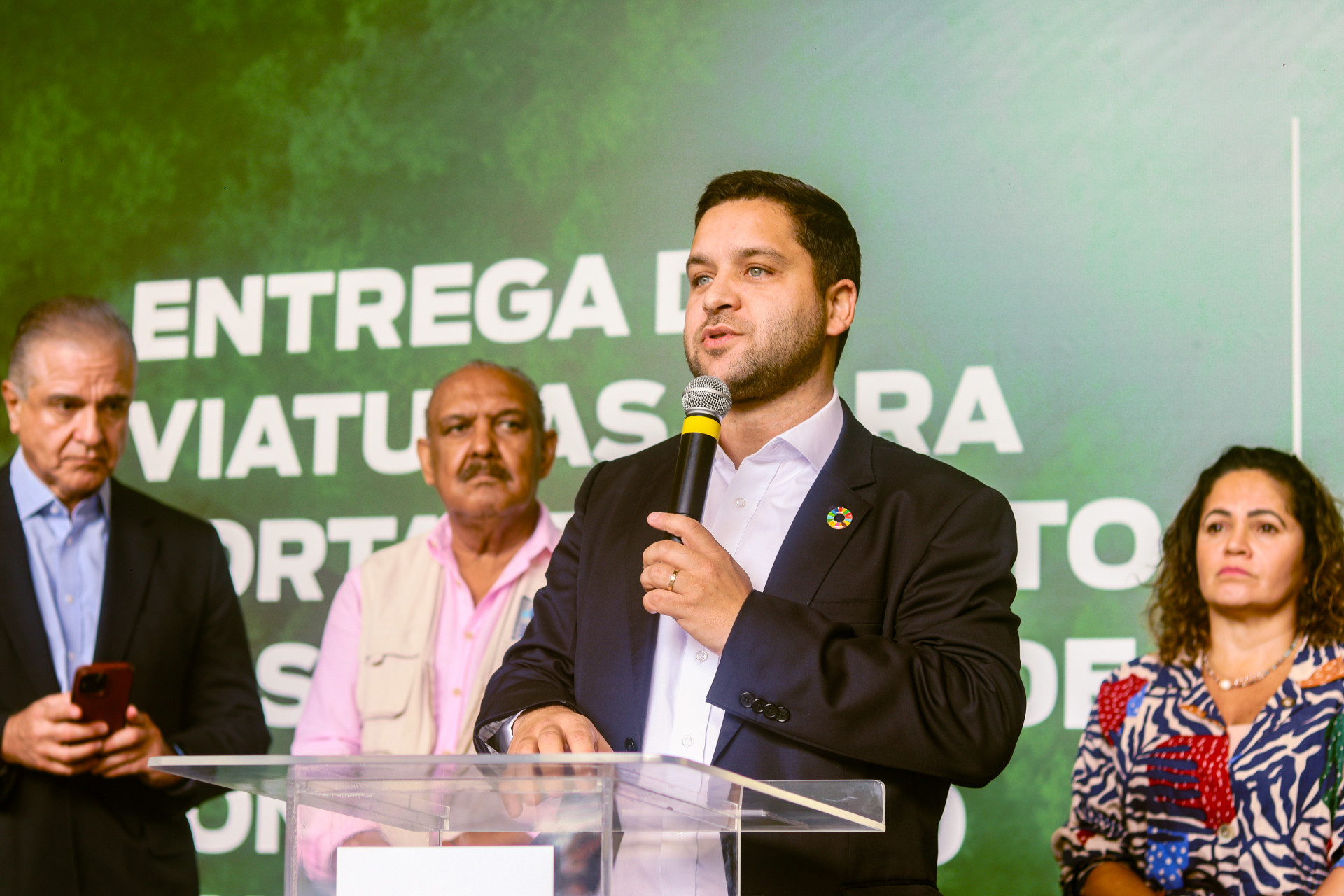 O governador em exerc&iacute;cio, Thiago Pampolha, afirmou que a prioridade da entrega dos ve&iacute;culos foi para munic&iacute;pios que possuam unidades de conserva&ccedil;&atilde;o ambiental - Giulia Gabriella / PMN
