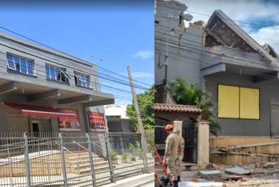 Vídeo mostra exato momento em que prédio da antiga rádio Tupi desaba em São Cristóvão