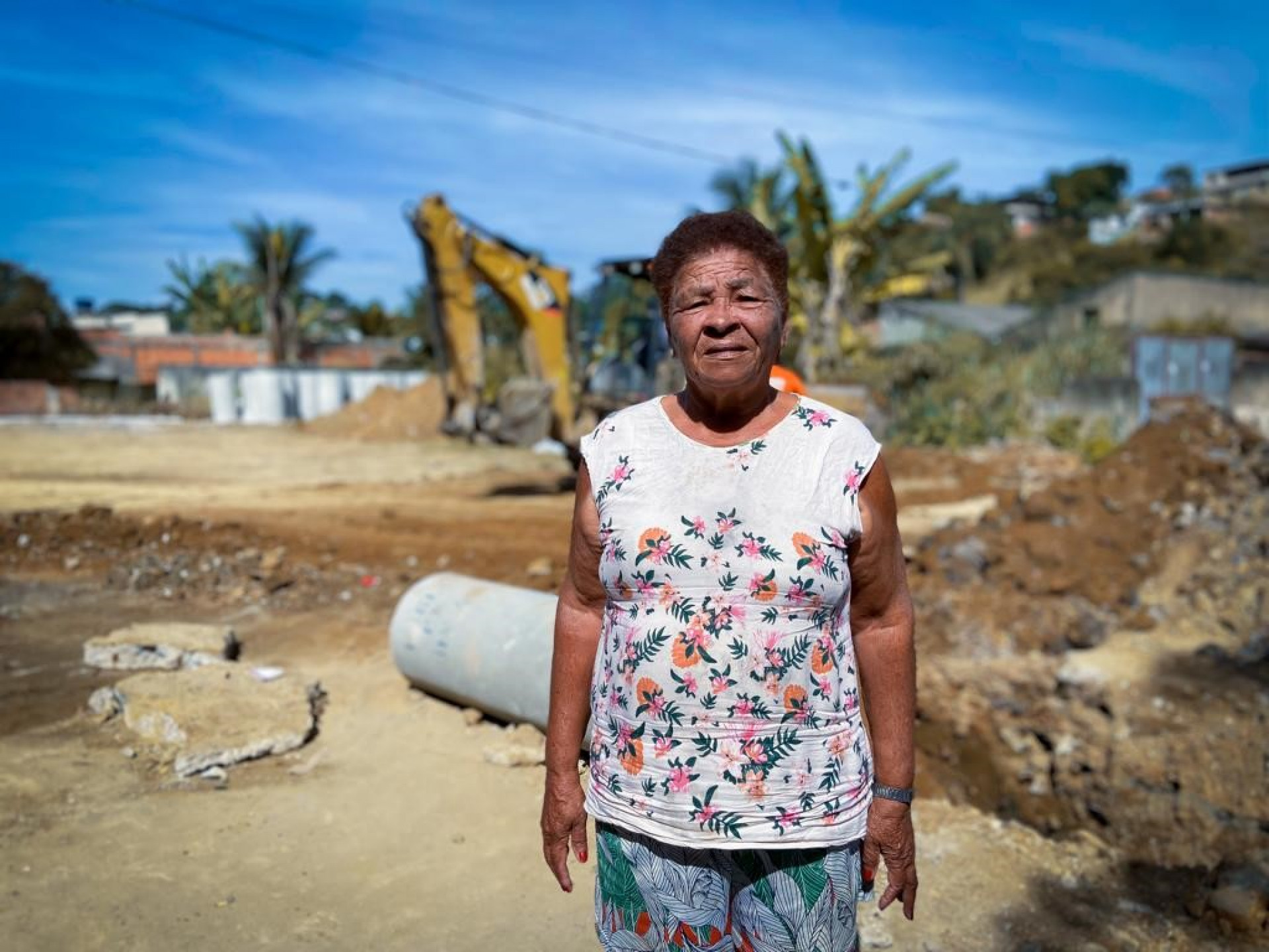 A moradora de Shangrilá, Zelina de Jesus, 73 anos, está ansiosa para receber a nova praça e campo de futebol - Kristian Amarante/PMBR