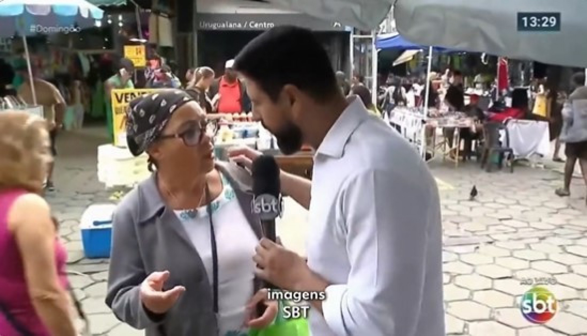 Dona Cremilda foi entrevistada pelo SBT e realizou sonho de conhecer Luciano Huck - Reprodução/SBT