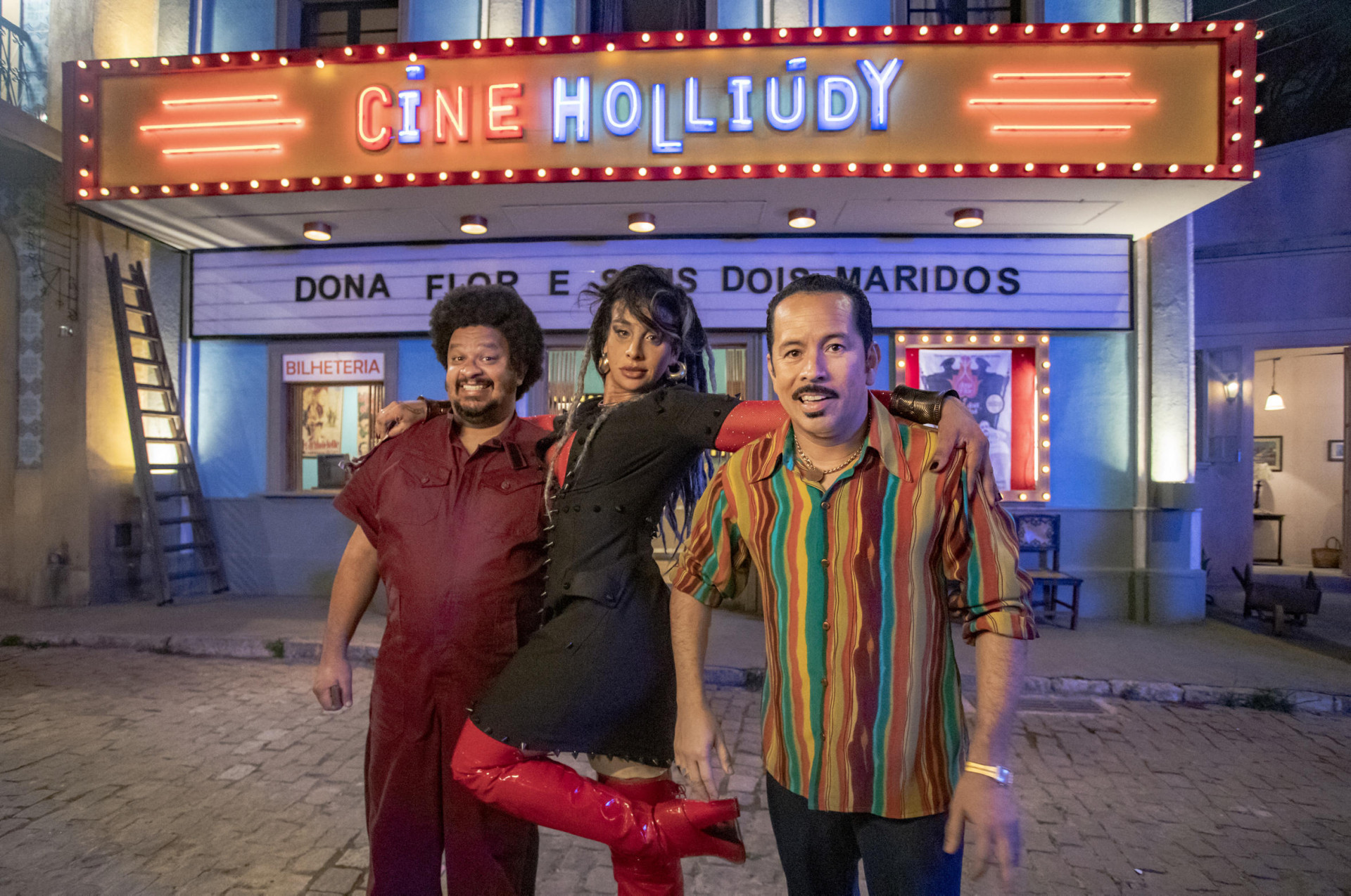 Francis ( Edmilson Filho ), Munízio ( Haroldo Guimarães ) e Lili ( Linn da Quebrada ) - Paulo Belote/Globo