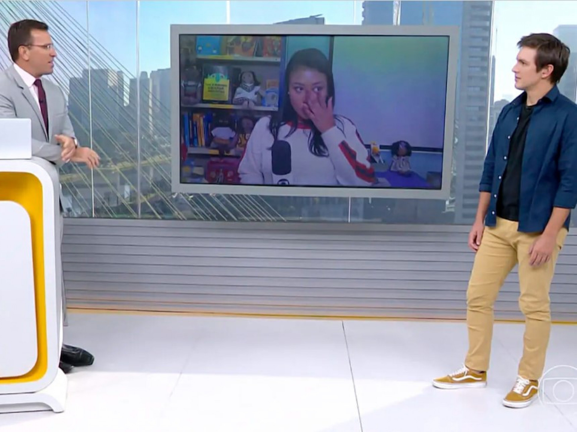 Indianara Campos se emocionou durante o 'Bom dia SP' - Reprodução/Globo