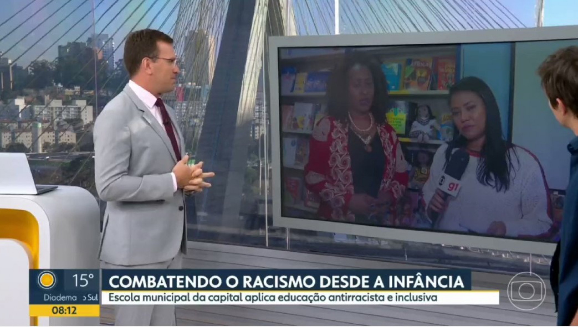 Indianara Campos se emocionou durante o 'Bom dia SP' - Reprodução/Globo