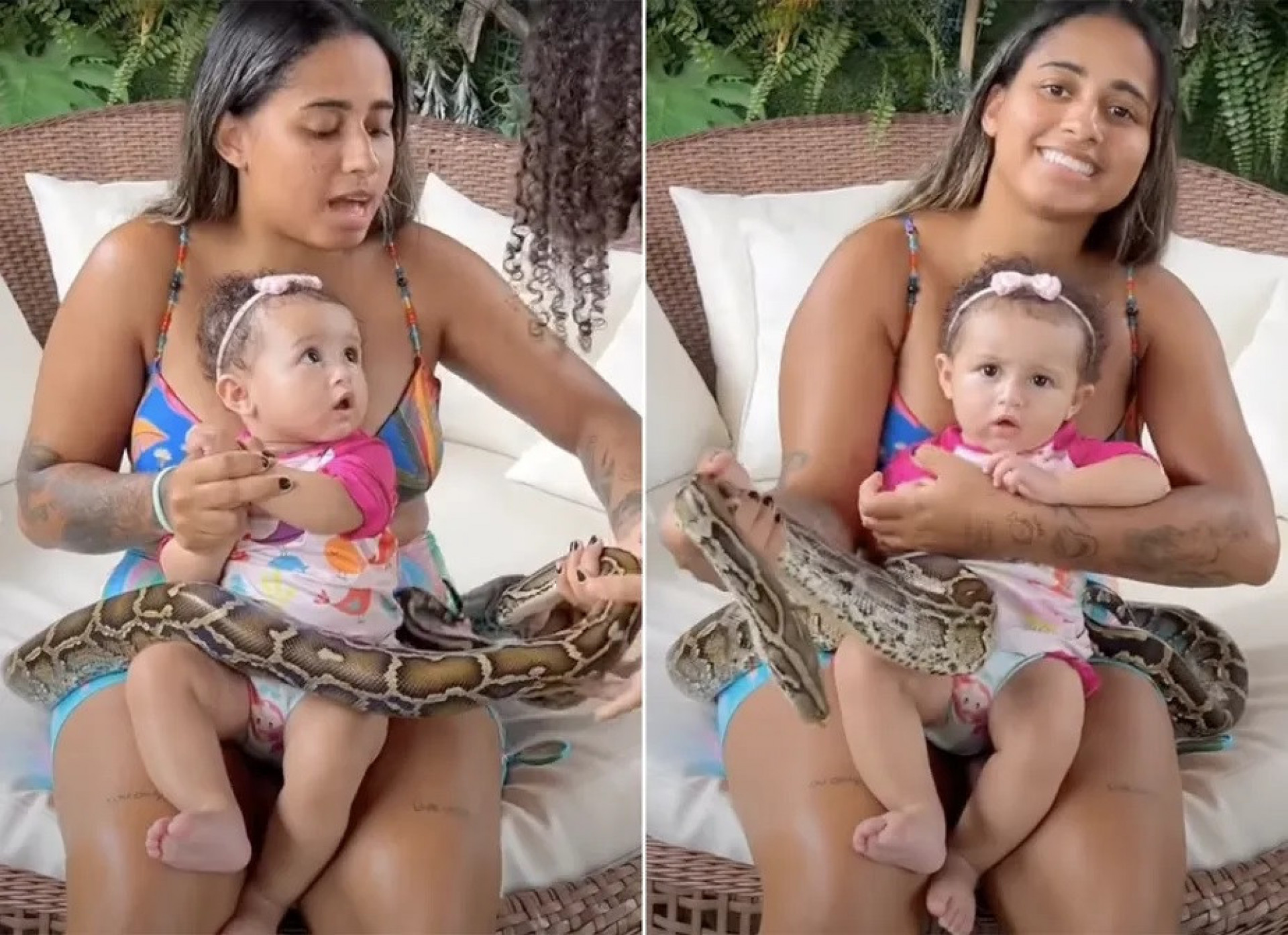 MC Loma permite que filha, Melanie, brinque com cobra - Reprodução / Instagram