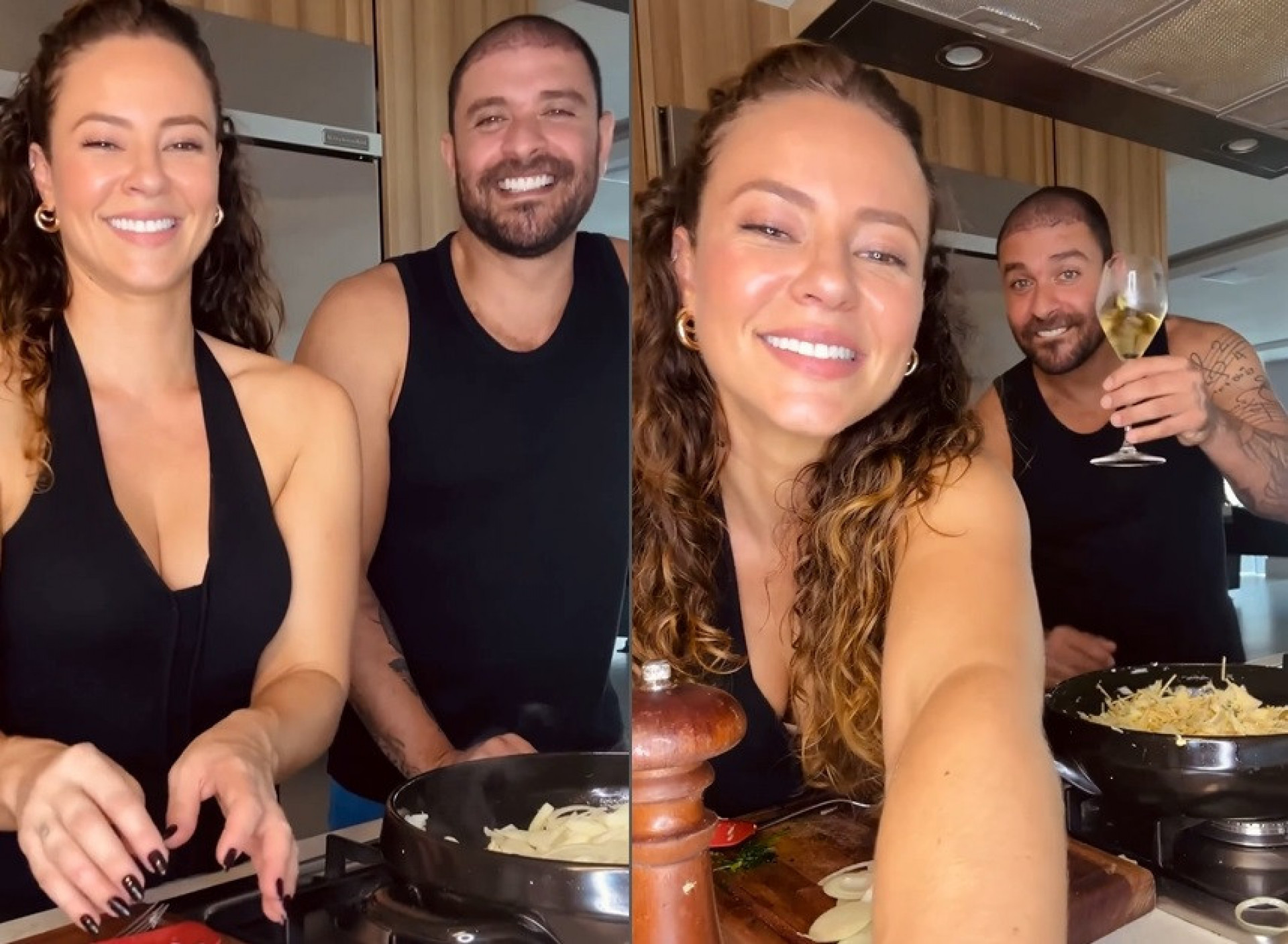 Paolla Oliveira e Diogo Nogueira cozinham juntos - Reprodução do Instagram