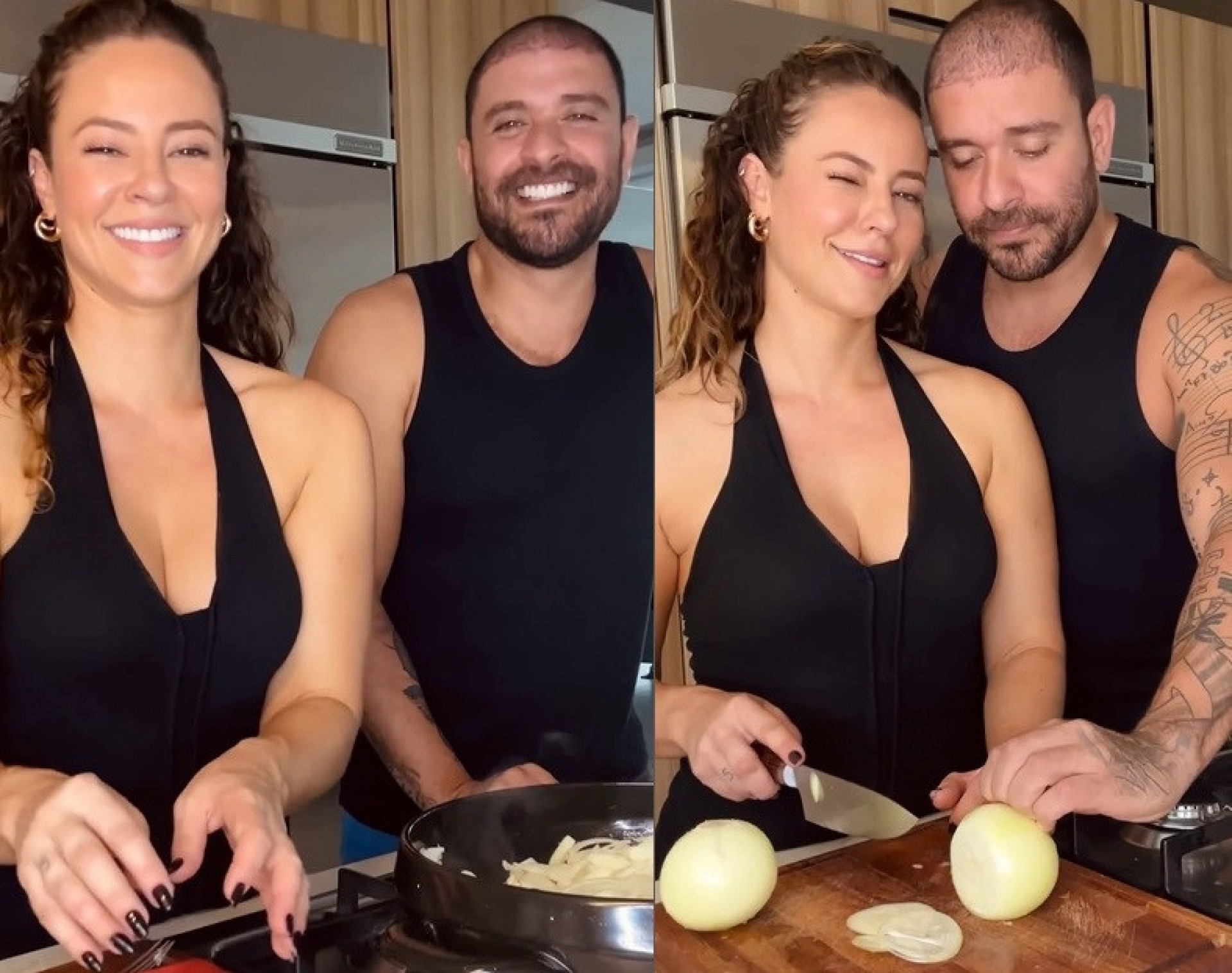 Paolla Oliveira e Diogo Nogueira cozinham juntos - Reprodução do Instagram