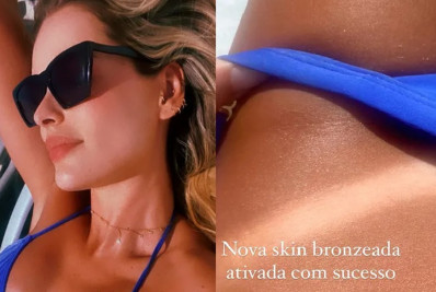 Yasmin Brunet curte dia de sol e exibe marquinha de biquíni