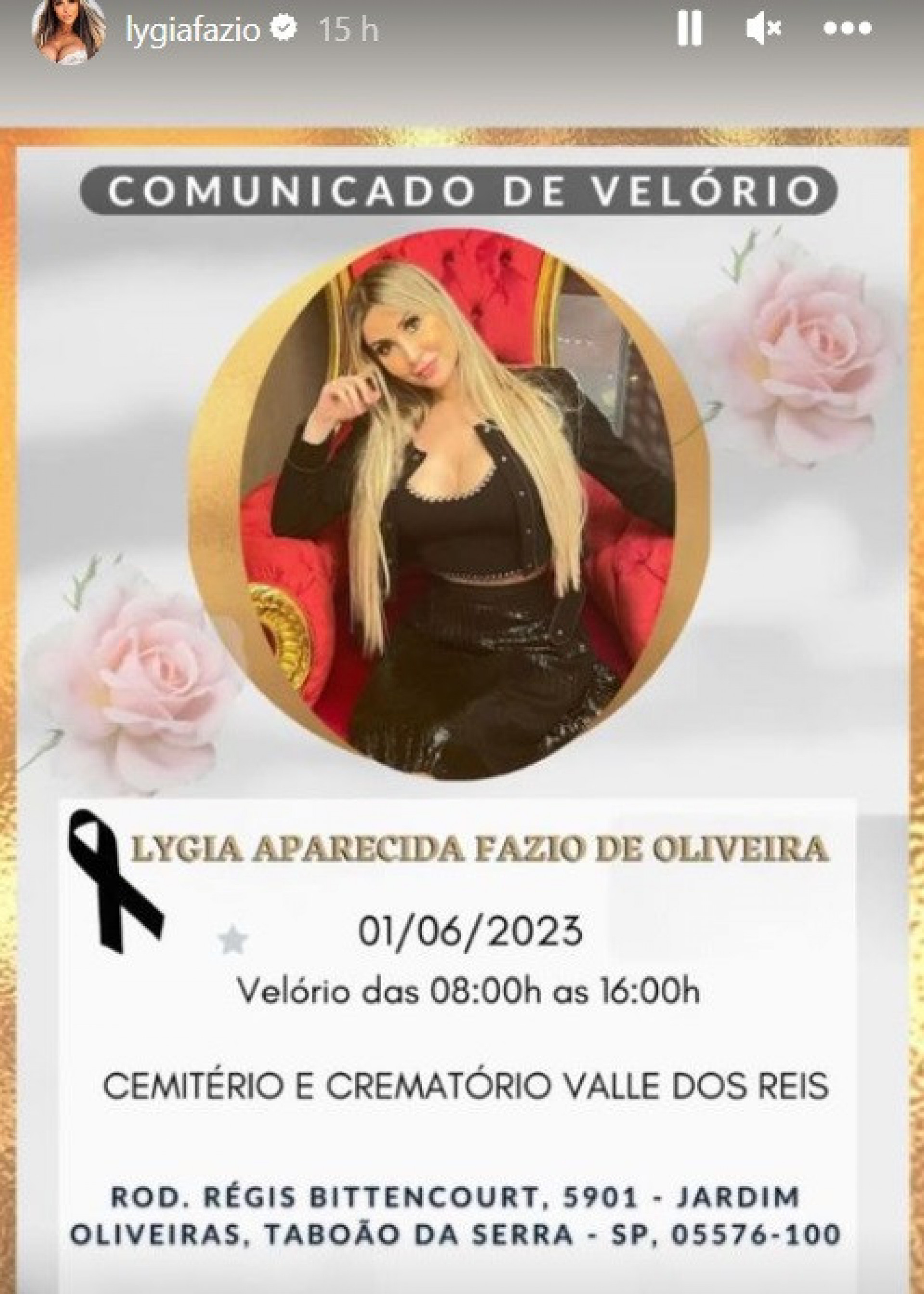 Influenciadora Lygia Fazio morre aos 40 anos após complicações derivadas de um implante de silicone industrial no bumbum - Reprodução Internet