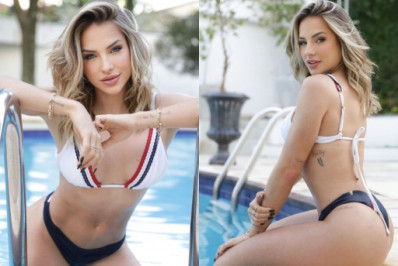 Gabi Martins exibe curvas esculturais em dia de piscina e comemora: 'Sabadou'