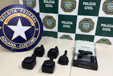 Ação da Polícia Civil e da Receita Federal apreende pistola e carregadores nos Correios
