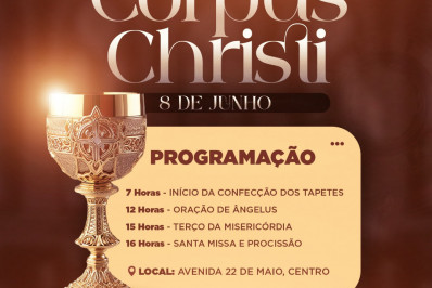 Celebração de Corpus Christi em Itaboraí acontecerá na Avenida 22 de Maio nesta quinta-feira (08)