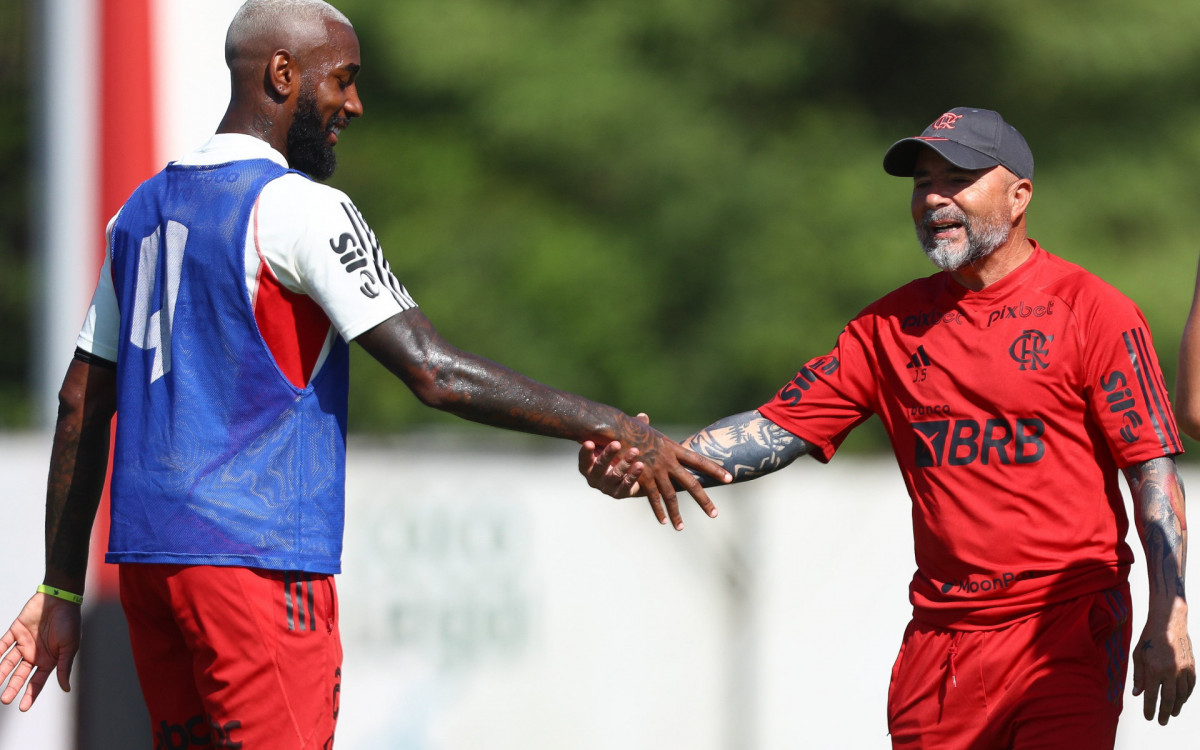 Gerson e Jorge Sampaoli - Gilvan de Souza / Flamengo