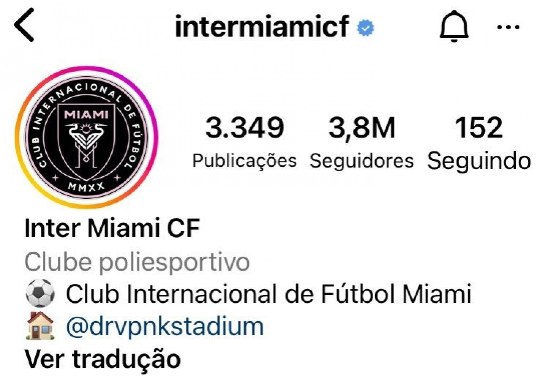 Conta oficial do Inter Miami se aproximou dos quatro milhões de seguidores após a chegada de Lionel Messi - Reprodução/Redes sociais