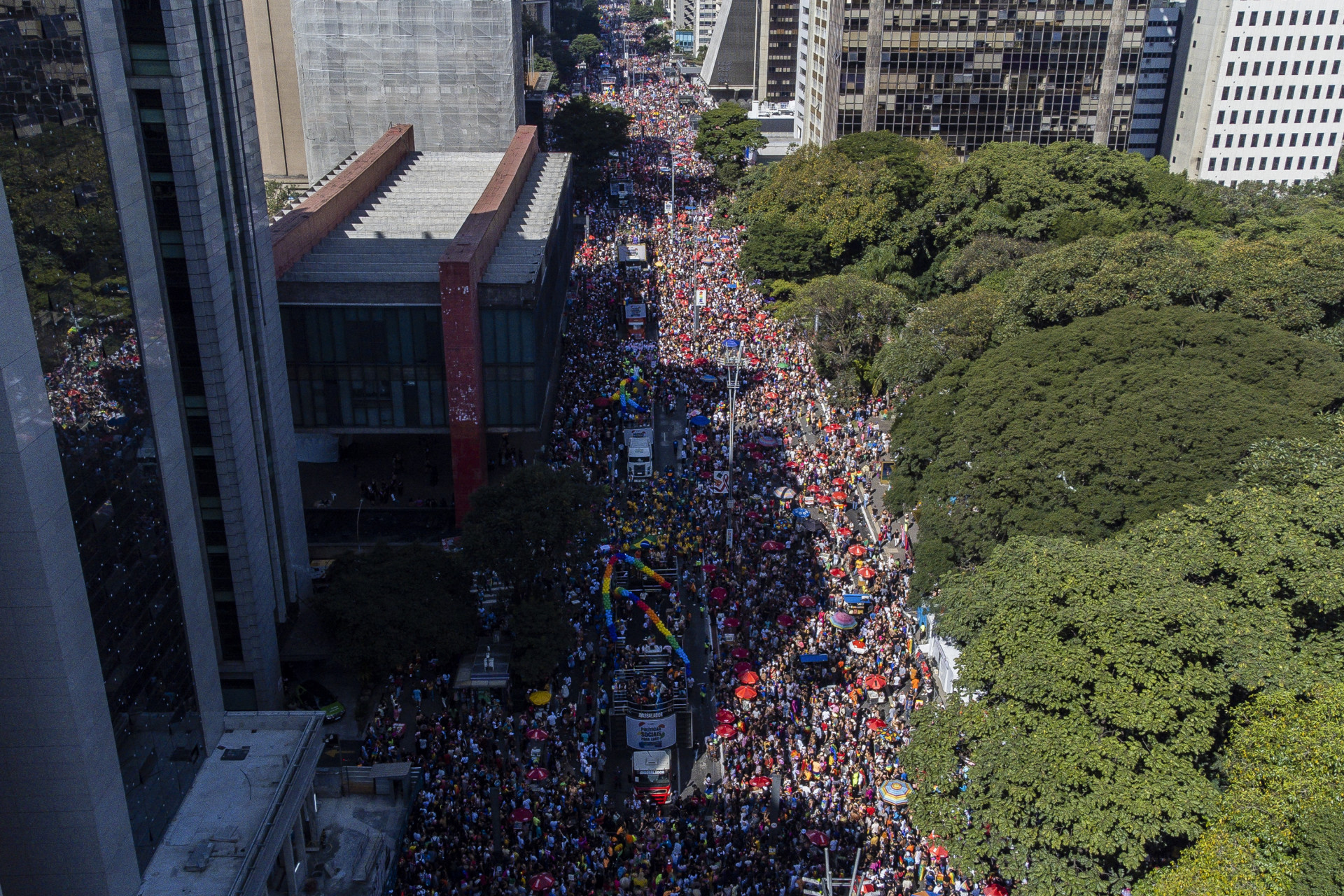  27ª Parada do Orgulho LGBT+ acontece neste domingo na Avenida Paulista, em São Paulo - AFP