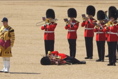 Vídeo: guarda real desmaia de calor durante parada em Londres