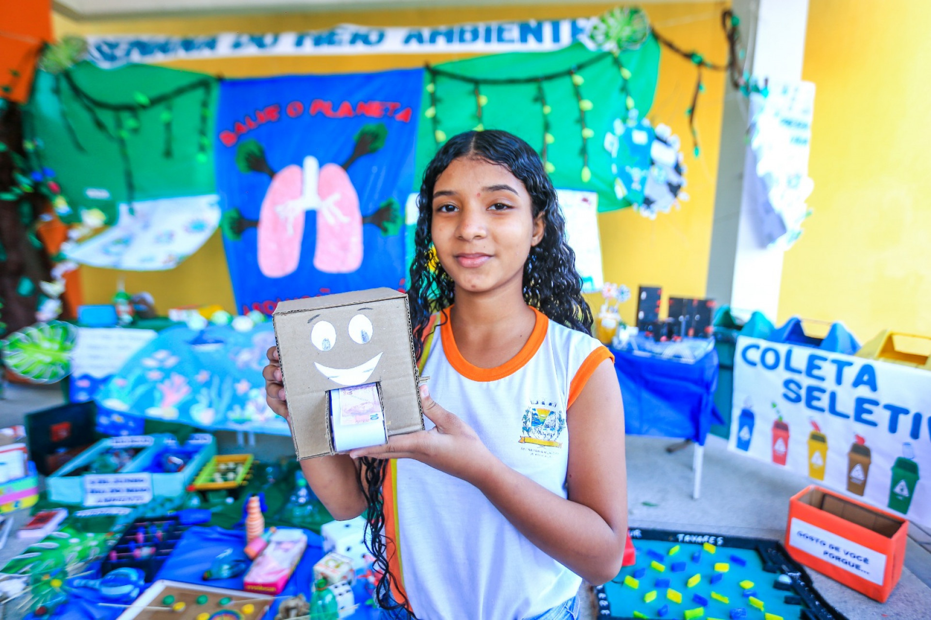 A aluna Greice Kelly aprendeu a não jogar lixo no local errado e preservar a natureza - Rafael Barreto / PMBR