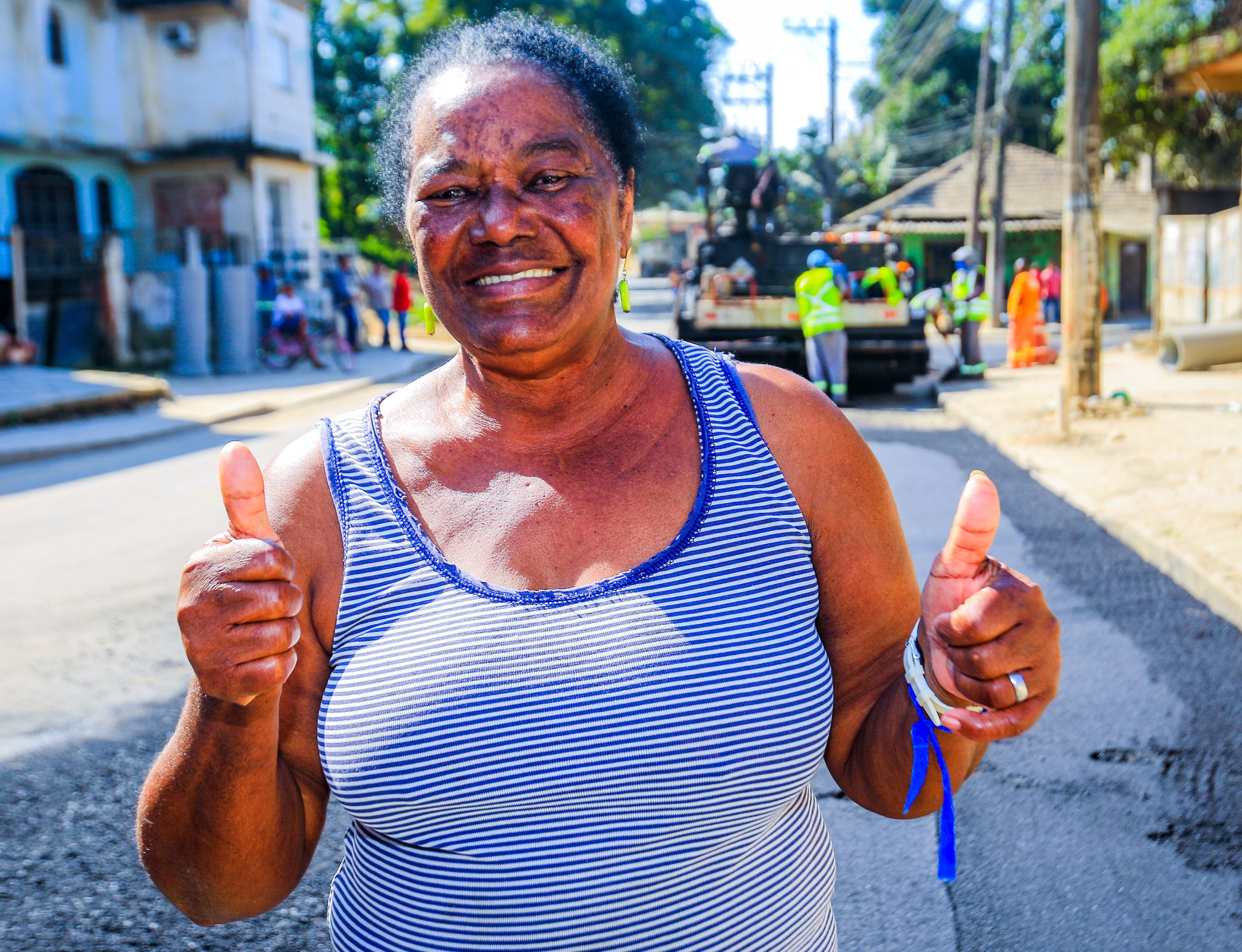 Moradora do Jardim do Ip&ecirc; h&aacute; mais de 40 anos, Maria das Gra&ccedil;as de Castro, 75 anos, estava ansiosa pela chegada das melhorias - Rafael Barreto/PMBR