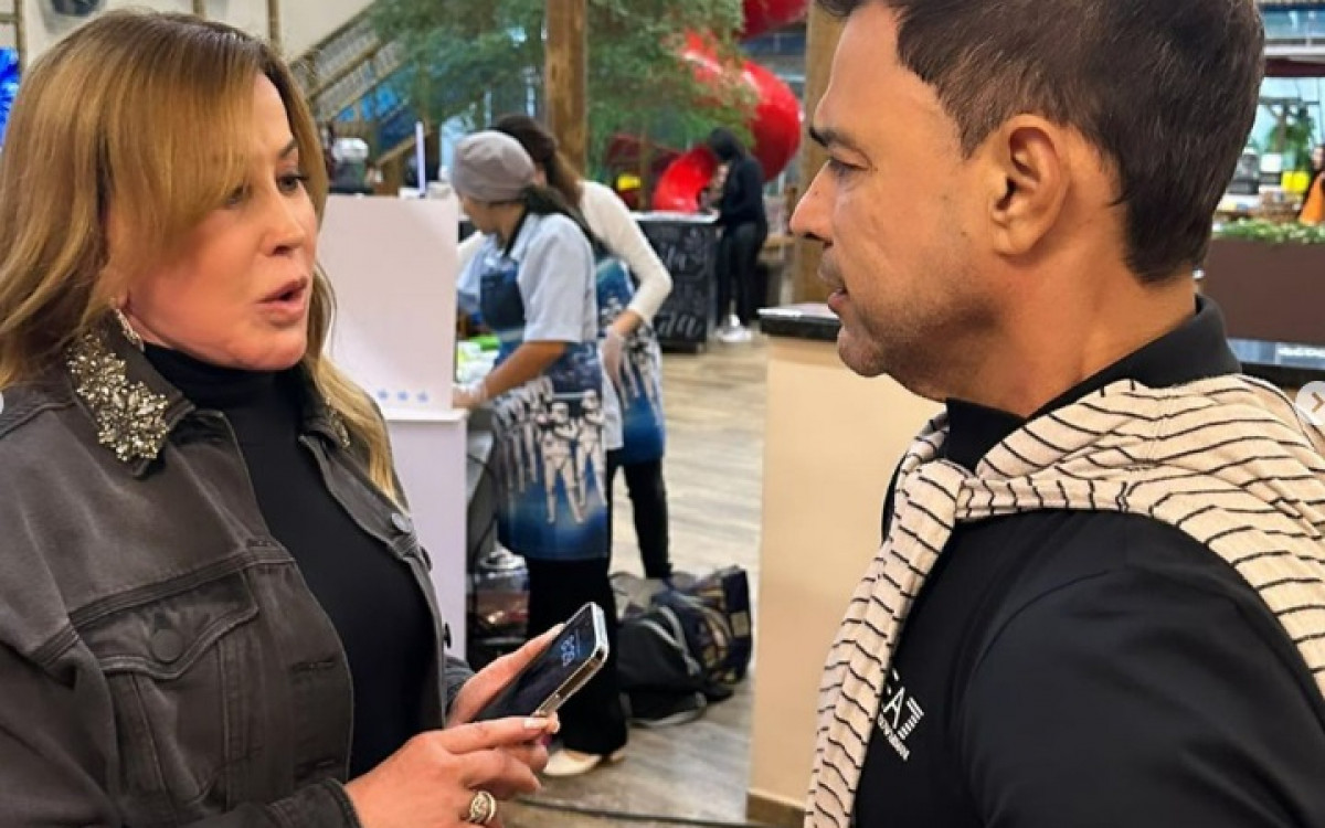 Zilu e Zezé di Camargo conversam durante festa do neto - Reprodução do Instagram