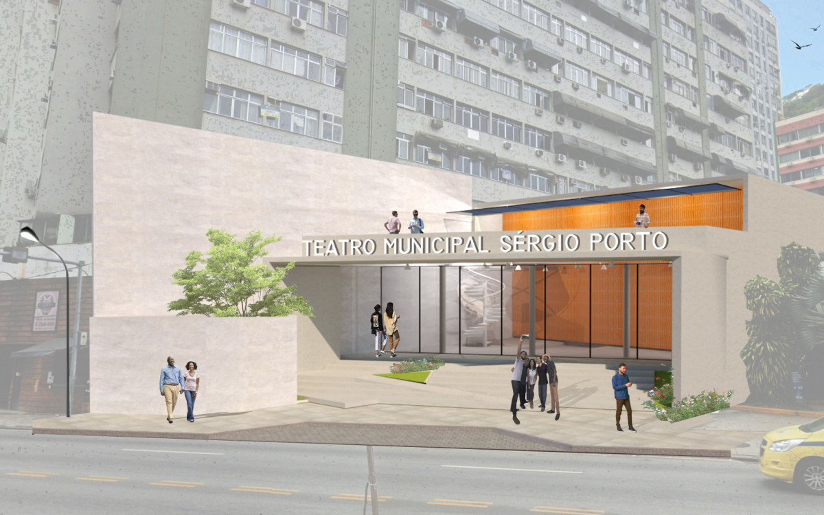 Imagem de como ficará a fachada do Espaço Cultural Sérgio Porto, no Humaitá, após reforma da prefeitura - Divulgação / SMC 