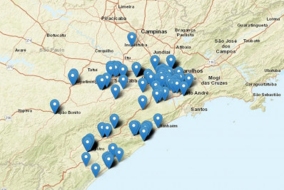 Mapa mostra cidades paulistas em que foram sentidos tremores