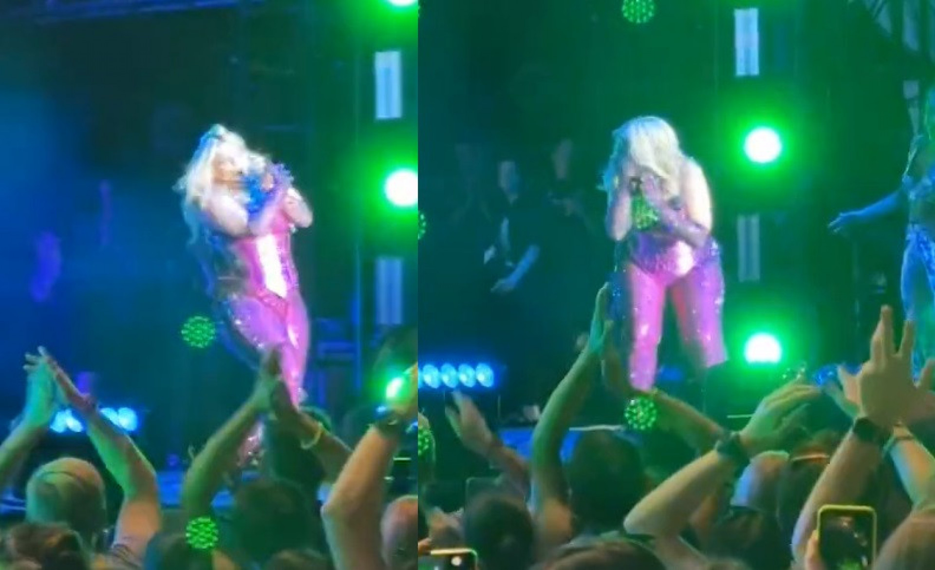 Homem joga celular na cara de Bebe Rexha durante show - Reprodução do Instagram