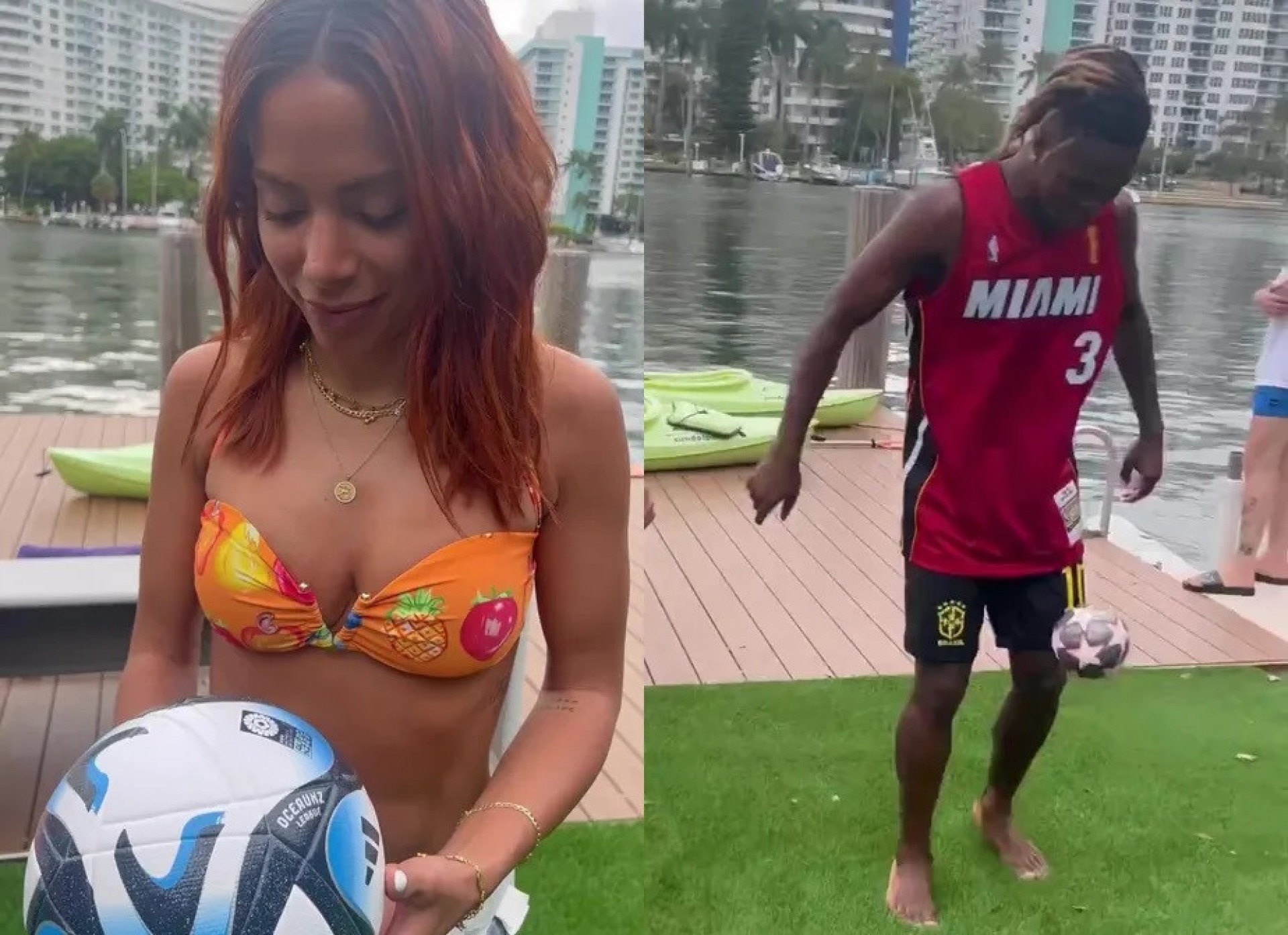 Anitta e Vini Jr. disputam quem faz mais embaixadinhas em vídeo - Reprodução Internet