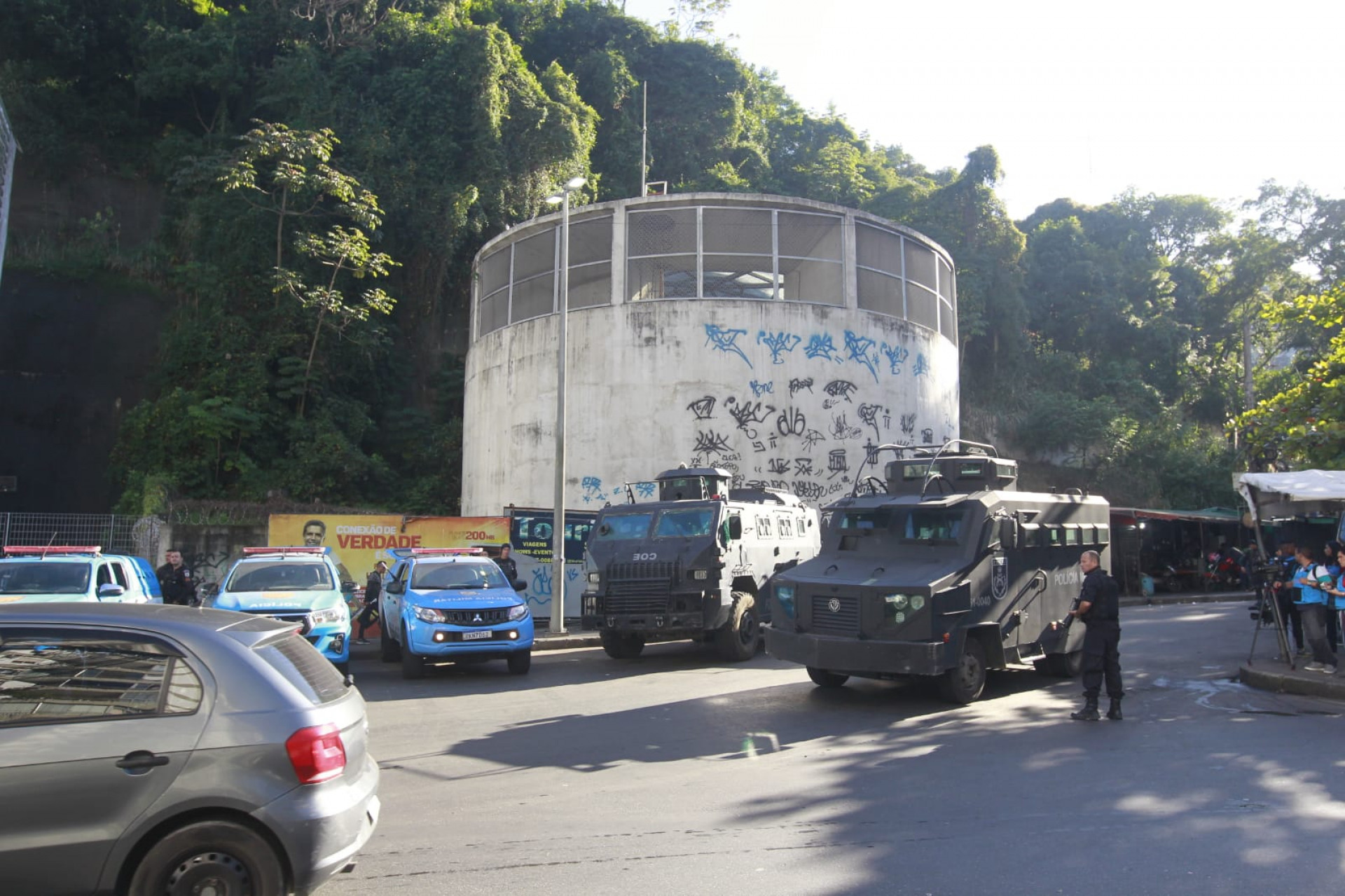 PM reforçou o policiamento no Largo da Macumba, em São Conrado - Reginaldo Pimenta/Agência O Dia