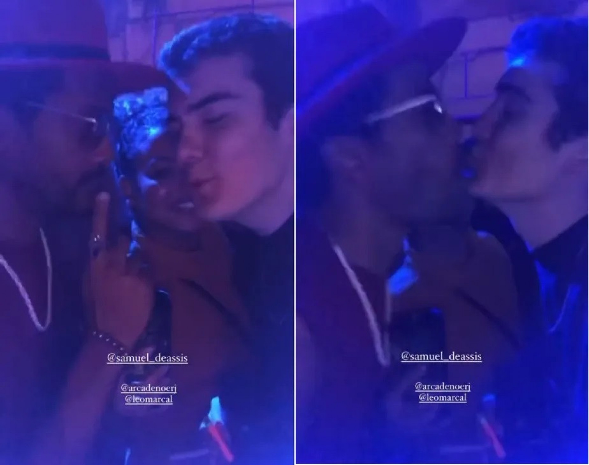 Samuel de Assis e Caio Manhente se beijam em festa - Reprodução