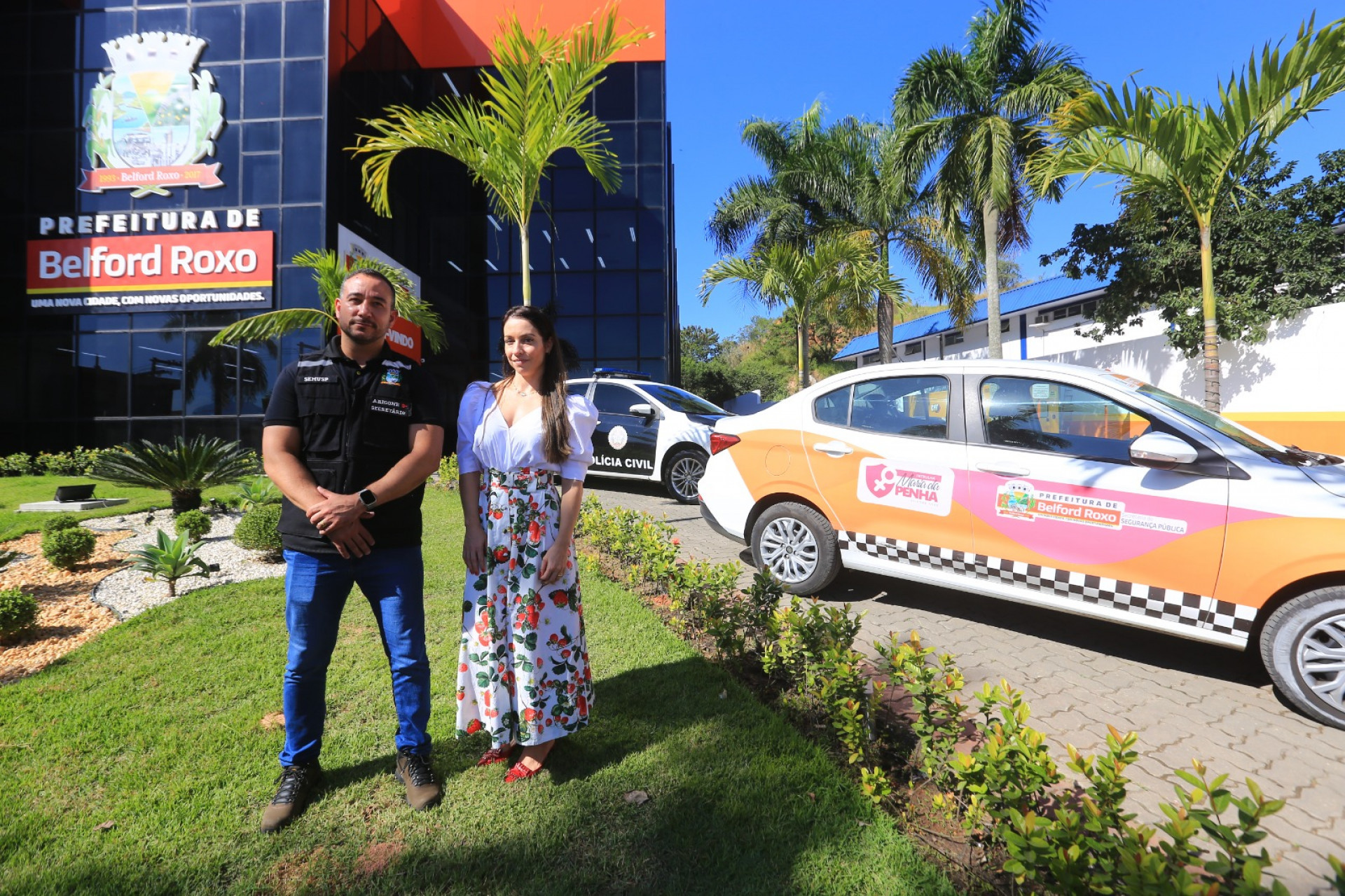 Luciano Arigone e Ana Carla Moura destacaram a import&acirc;ncia de as mulheres n&atilde;o desistirem da den&uacute;ncia - Rafael Barreto / PMBR