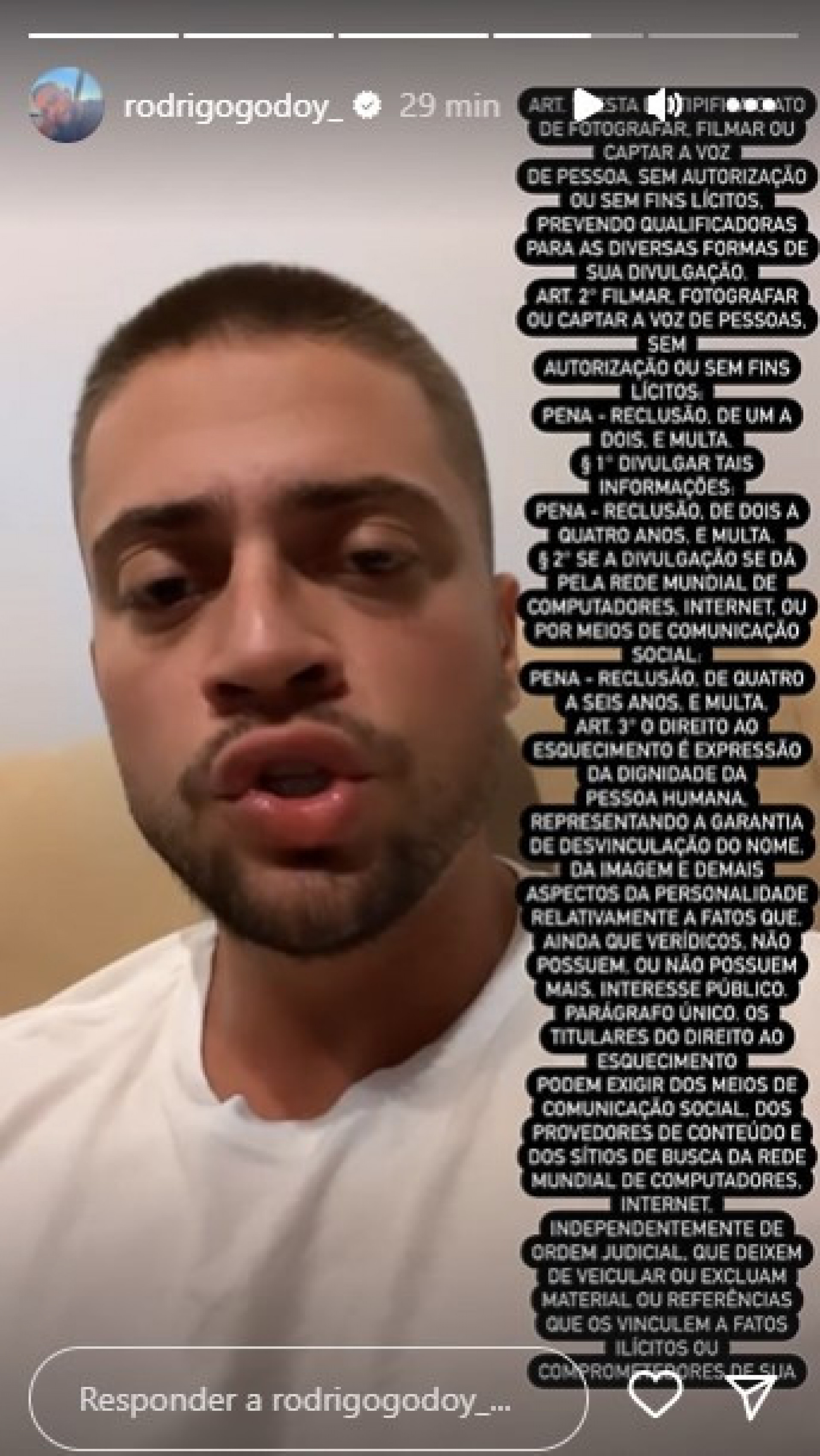 Rodrigo Godoy desabafa sobre cliques ao lado da nova namorada - Reprodução/Instagram