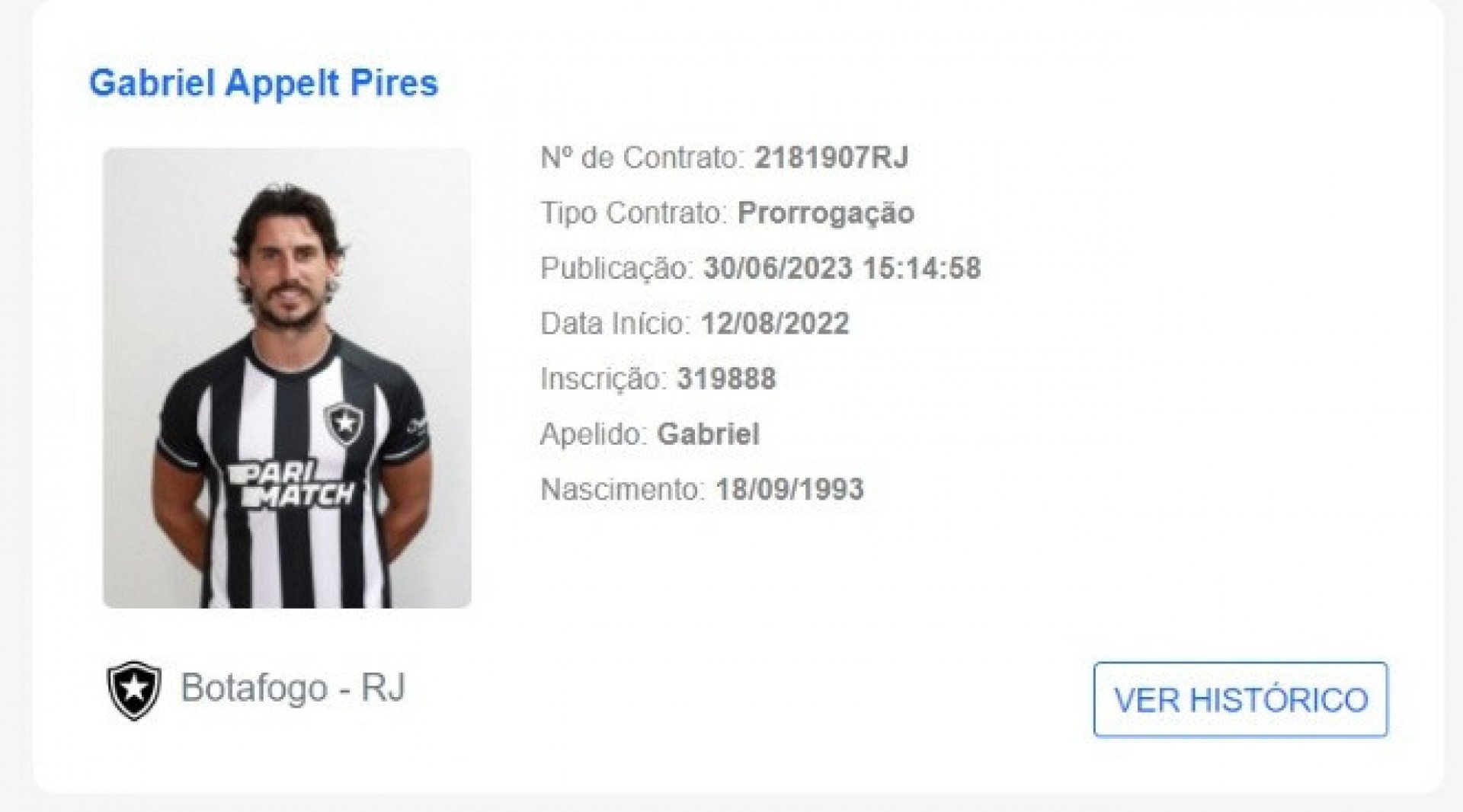 Gabriel Pires pertence ao Benfica, de Portugal, e está emprestado ao Botafogo até o fim de 2023 - BID/CBF