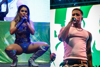 Lexa e Thiago Pantaleão agitam festa na quadra da Unidos da Tijuca