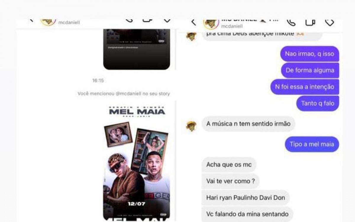 Conversa de MC Daniel com um dos autores da música 'Mel Maia'