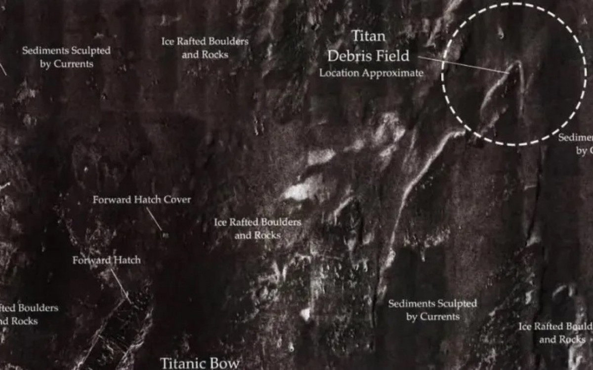 Mapa mostra dist&acirc;ncia entre destro&ccedil;os do Titan e do Titanic