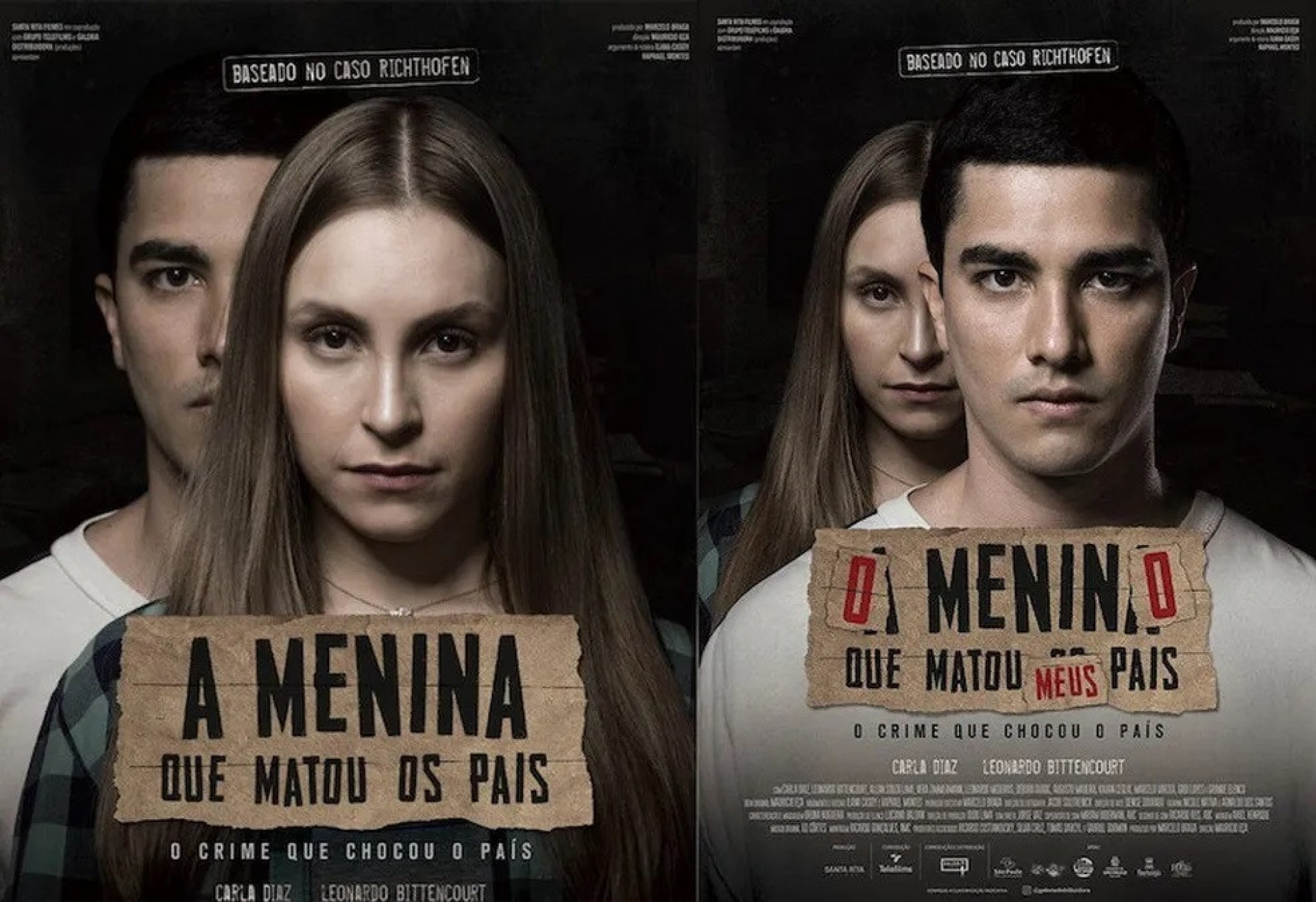 Ator Leo Bittencourt e Carla Diaz nos filmes 'A Menina que Matou os Pais' e 'O Menino que Matou Meus Pais' - Divulgação