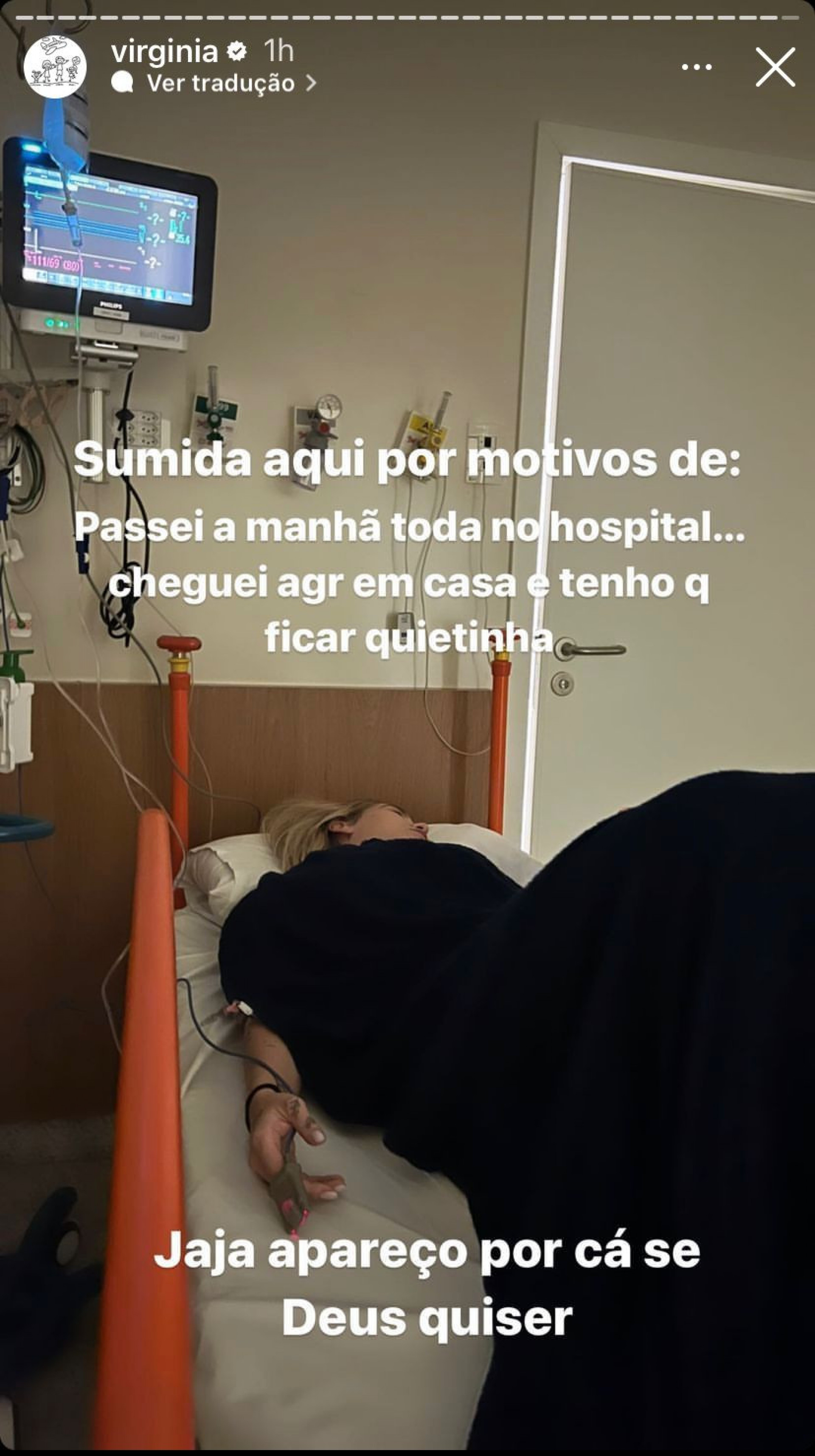 Virgínia registrou seus momentos em um hospital - Reprodução/Instagram