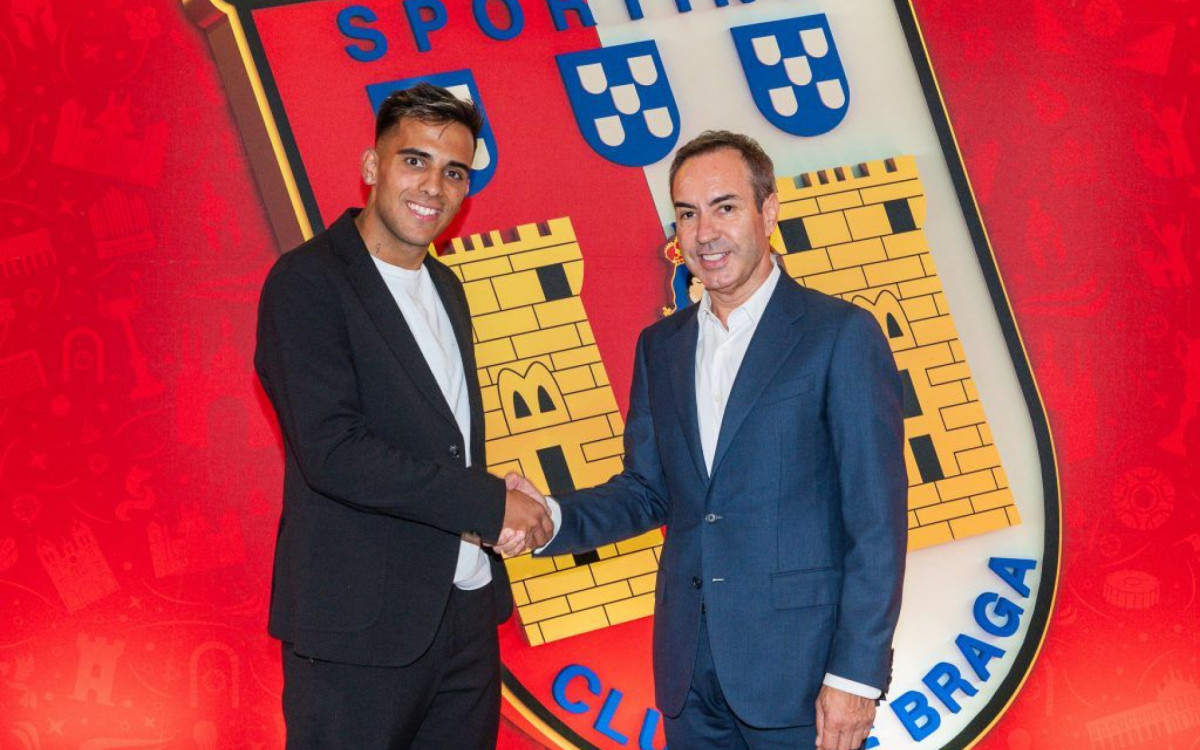 Rodrigo Zalazar sendo anunciado o novo reforço do SC Braga, de Portugal