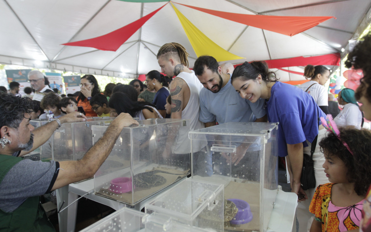 Exposição de animais peçonhentos na Quinta da Boa Vista, neste domingo(16). Na foto: Gabriel - Reginaldo Pimenta / Agencia O Dia