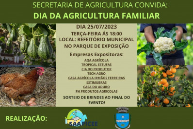 Secretaria de Agricultura convida para 2º Encontro do Dia da Agricultura Familiar