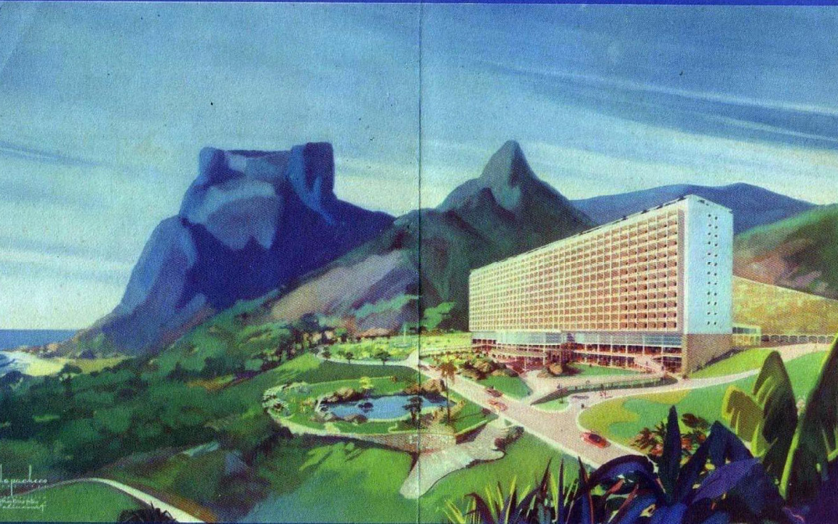 Arte criada na década de 1950 para divulgar o Gávea Tourist Hotel - Divulgação