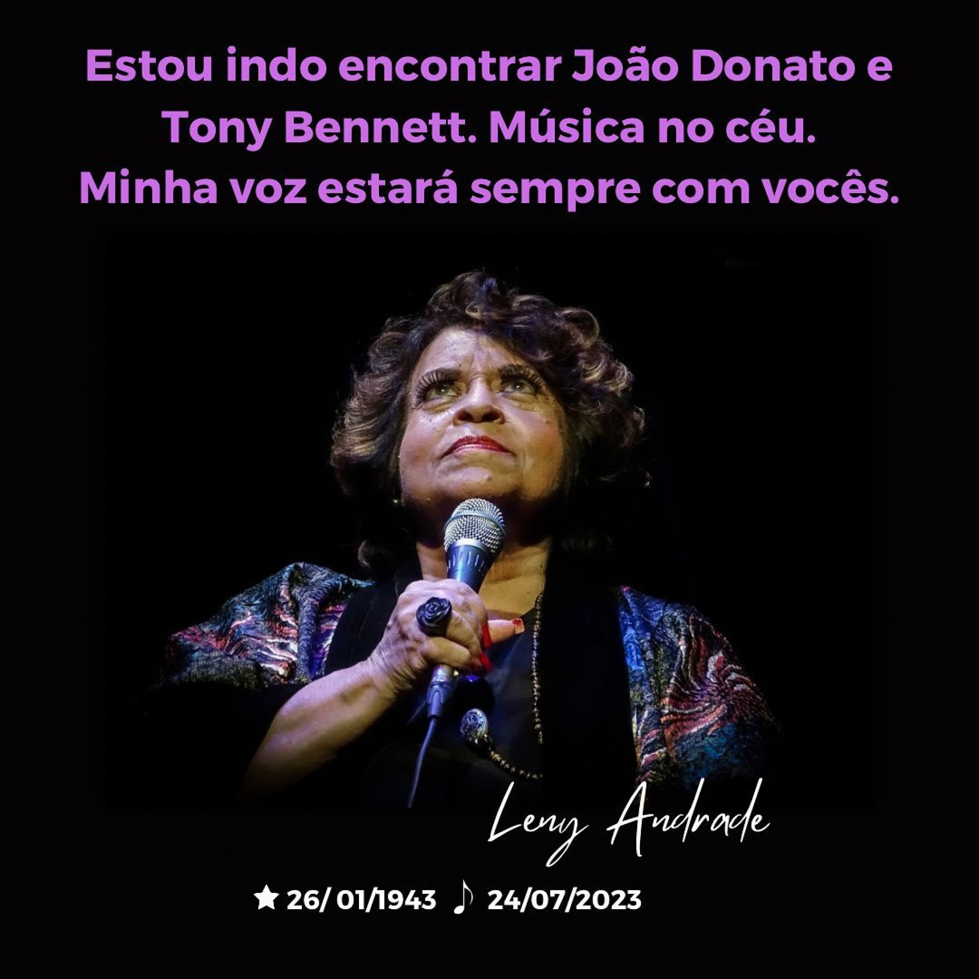 Leny Andrade morre aos 80 anos - Reprodução Internet