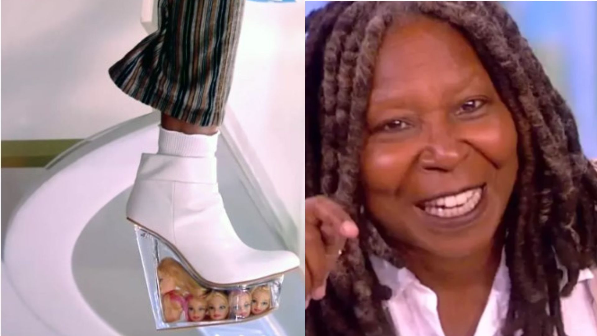 Whoopi Goldberg usa sapato com cabeças de Barbie - Reprodução/Internet