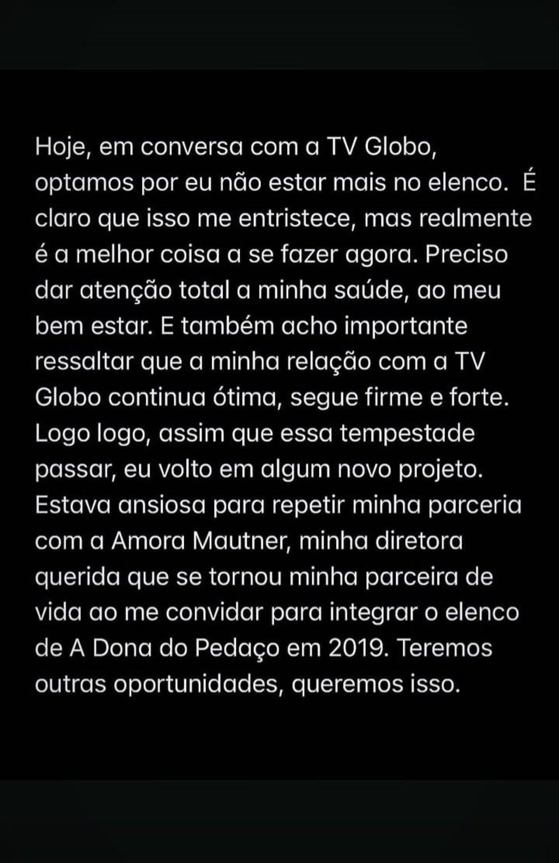 Monica Iozzi deixou o elenco da novela 'Elas por Elas' - Reprodução/Instagram