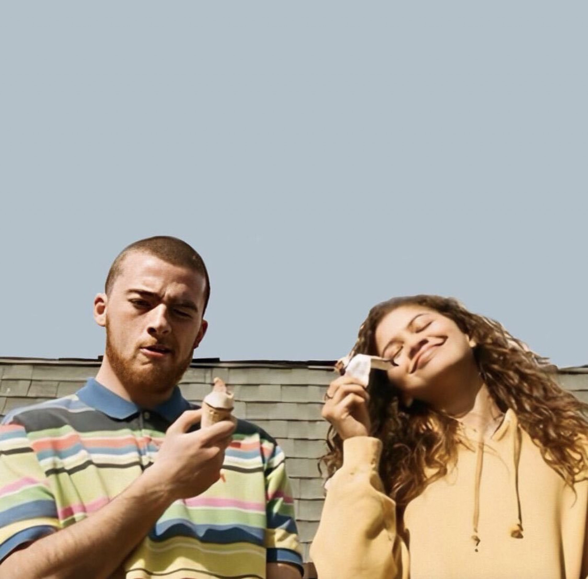 Angus Cloud e Zendaya nos bastidores de 'Euphoria' - Reprodução/Twitter