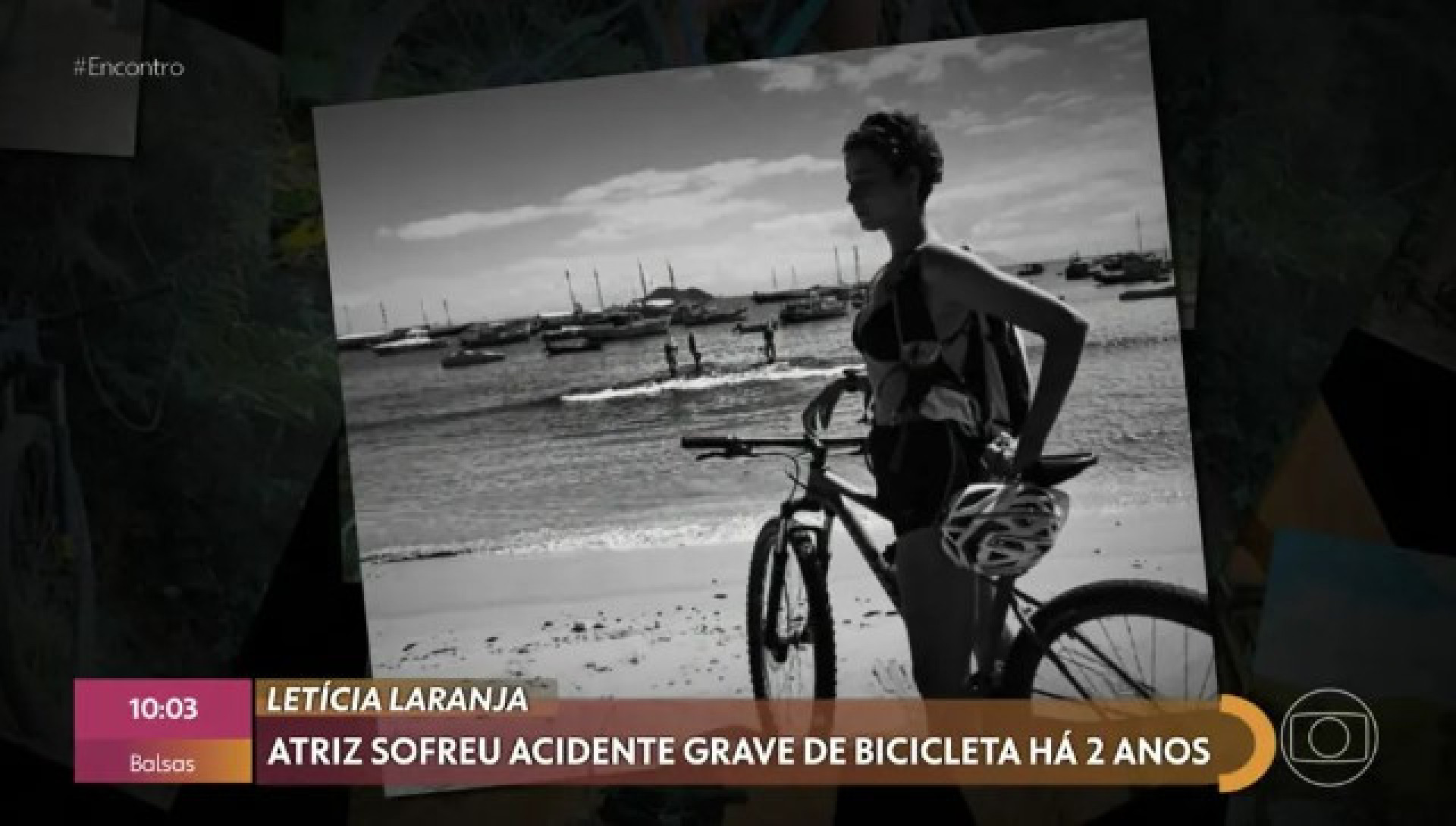 Letícia Laranja se acidentou enquanto andava de bicicleta - Reprodução/Globo