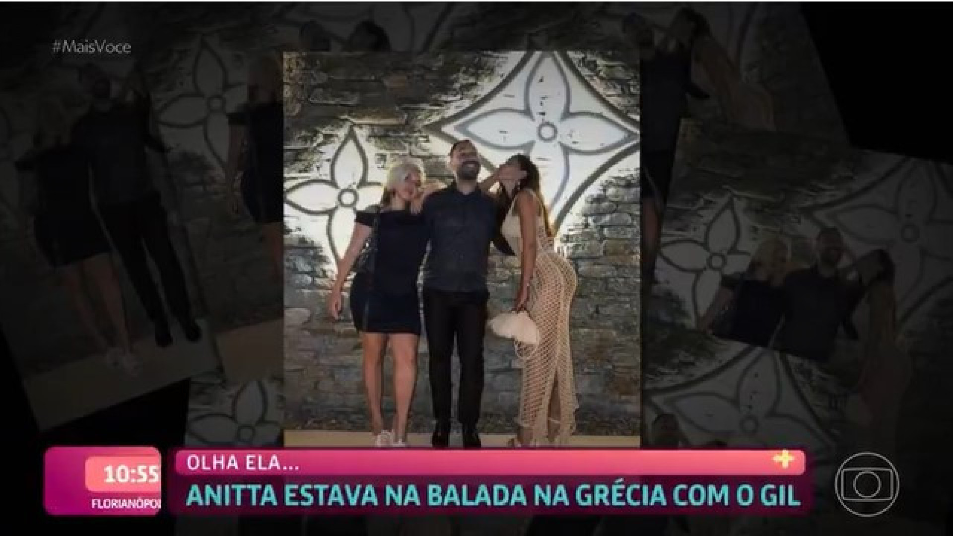 Gil do Vigor se diverte com Anitta e Duda Beat durante férias - Reprodução/Globo