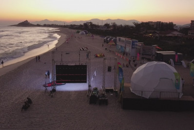 Mega estrutura é montada para competição de Kitesurf e Wingfoil em Saquarema