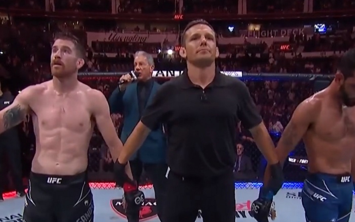 Cory Sandhagen (à esquerda) dominou e venceu Rob Font na luta principal do UFC Nashville