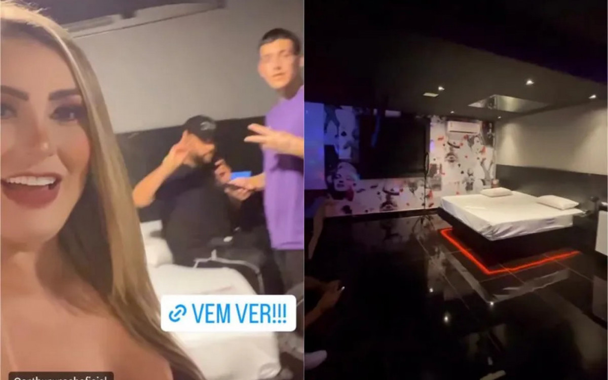 Andressa Urach é filmada pelo filho ao gravar conteúdo adulto em quarto de motel - Reprodução/Instagram